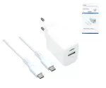 USB PD/QC 3.0 charging adapter incl. C-C cable, white, 20W, 3.6V~5.9V/3A; 6~9V/2A; 9V~12V/1.5A